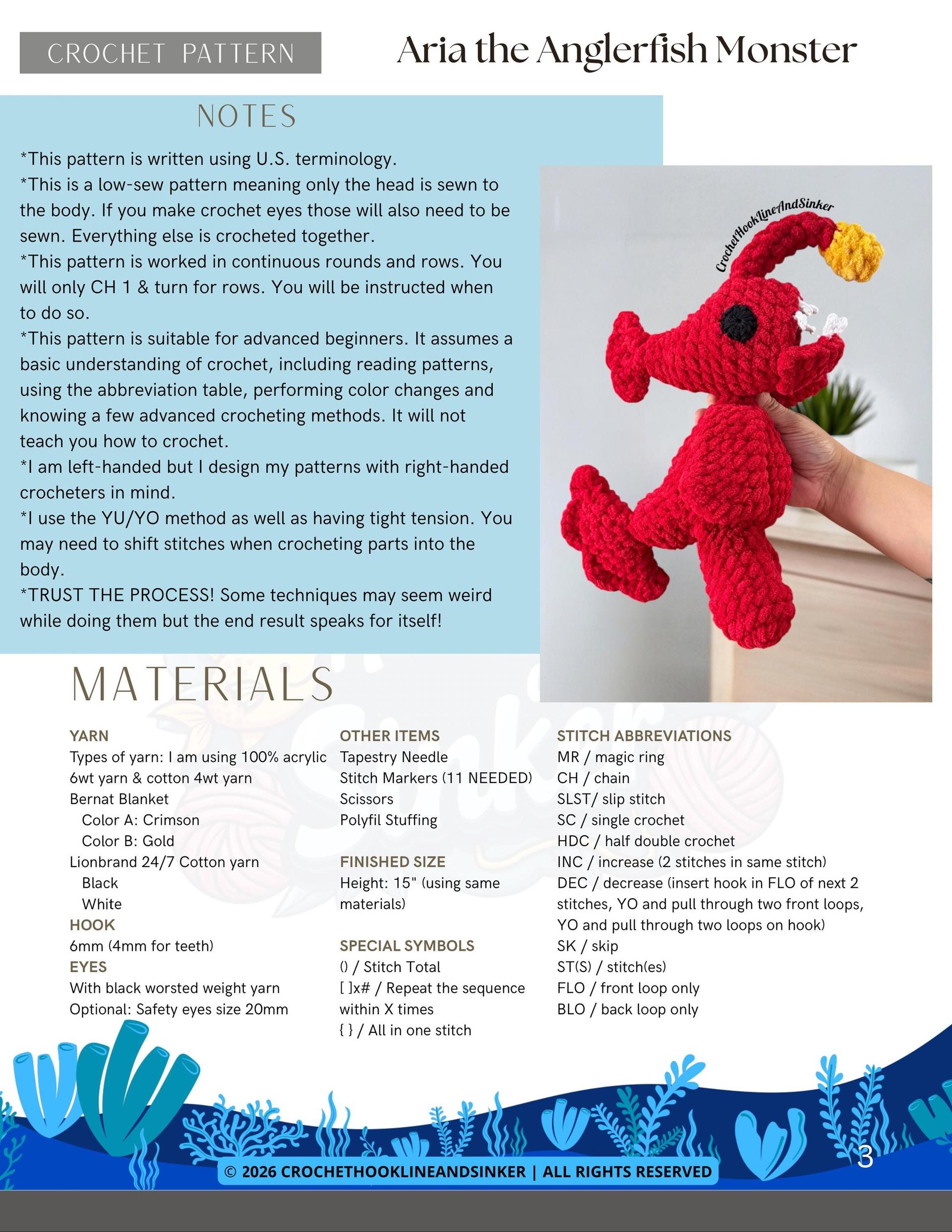 Aria the Anglerfish Monster Crochet Pattern thumbnail 2