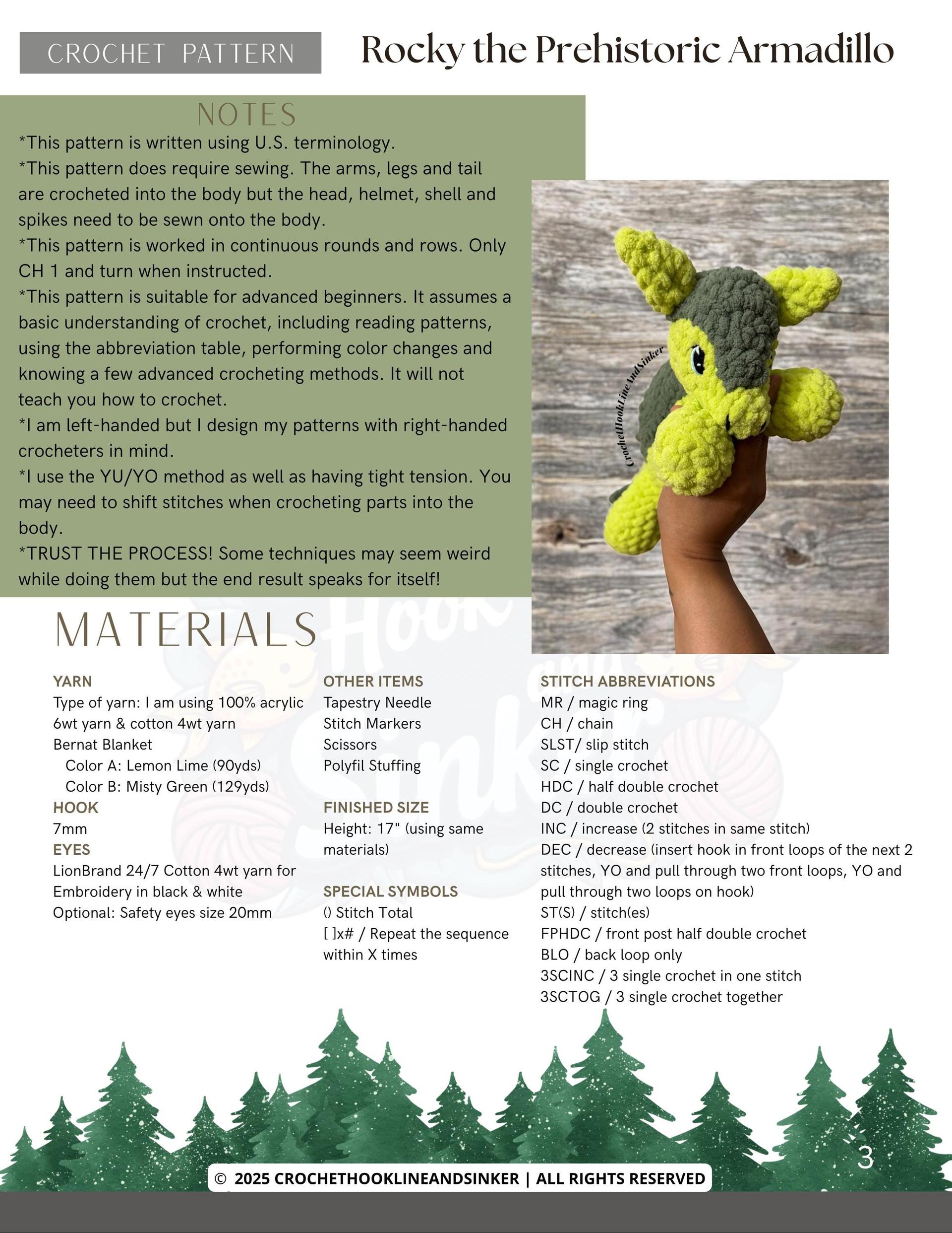 Rocky the Prehistoric Armadillo Crochet Pattern thumbnail 2