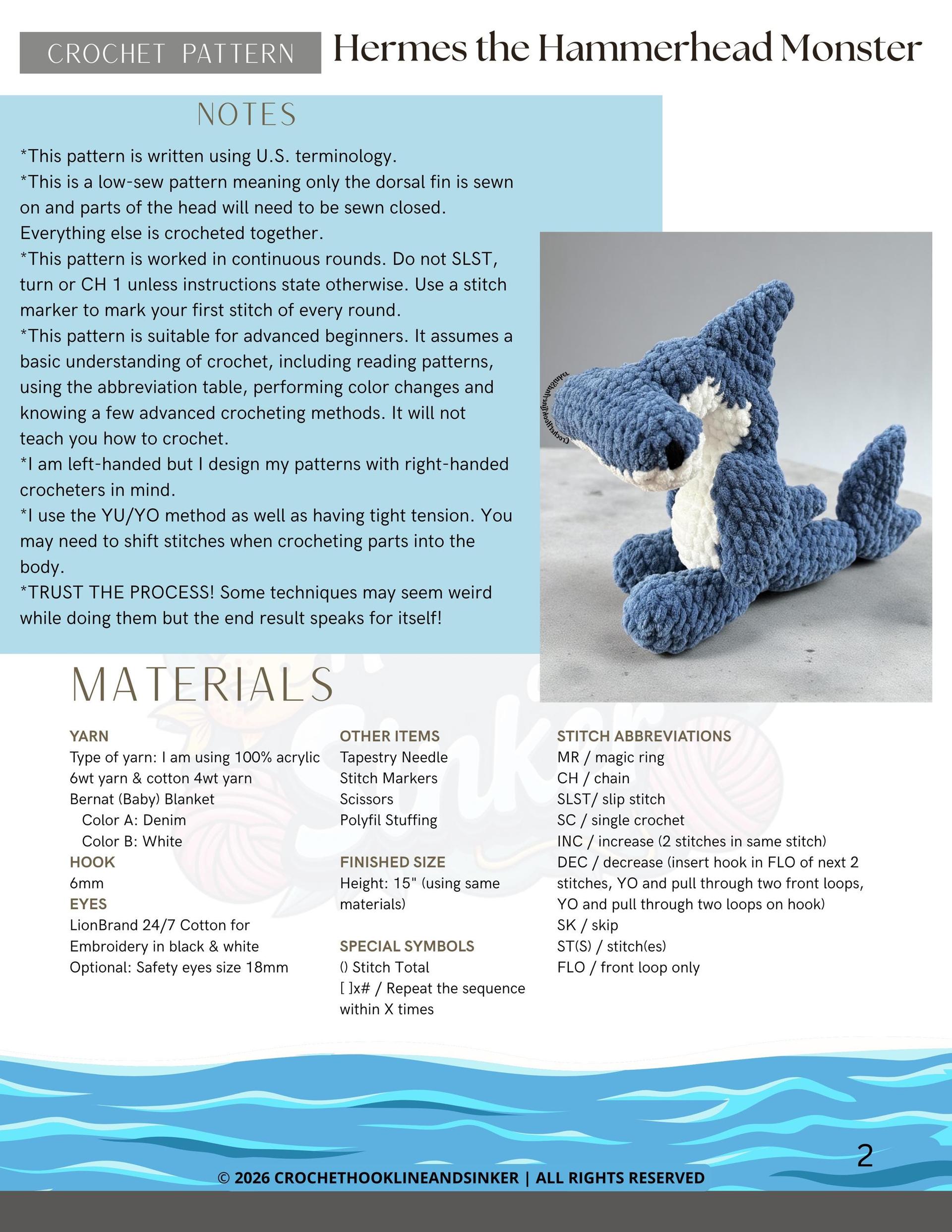 Hermes the Hammerhead Monster Crochet Pattern thumbnail 2