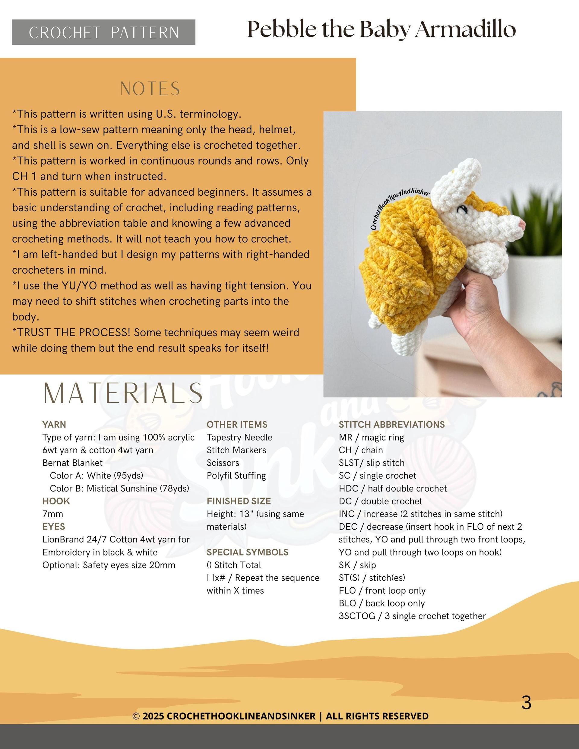 Pebble the Baby Armadillo Crochet Pattern thumbnail 2
