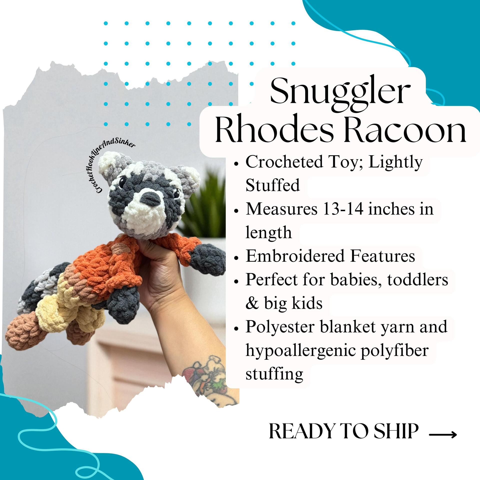 Rhodes Racoon Snuggler Plush Toy - READY TO SHIP