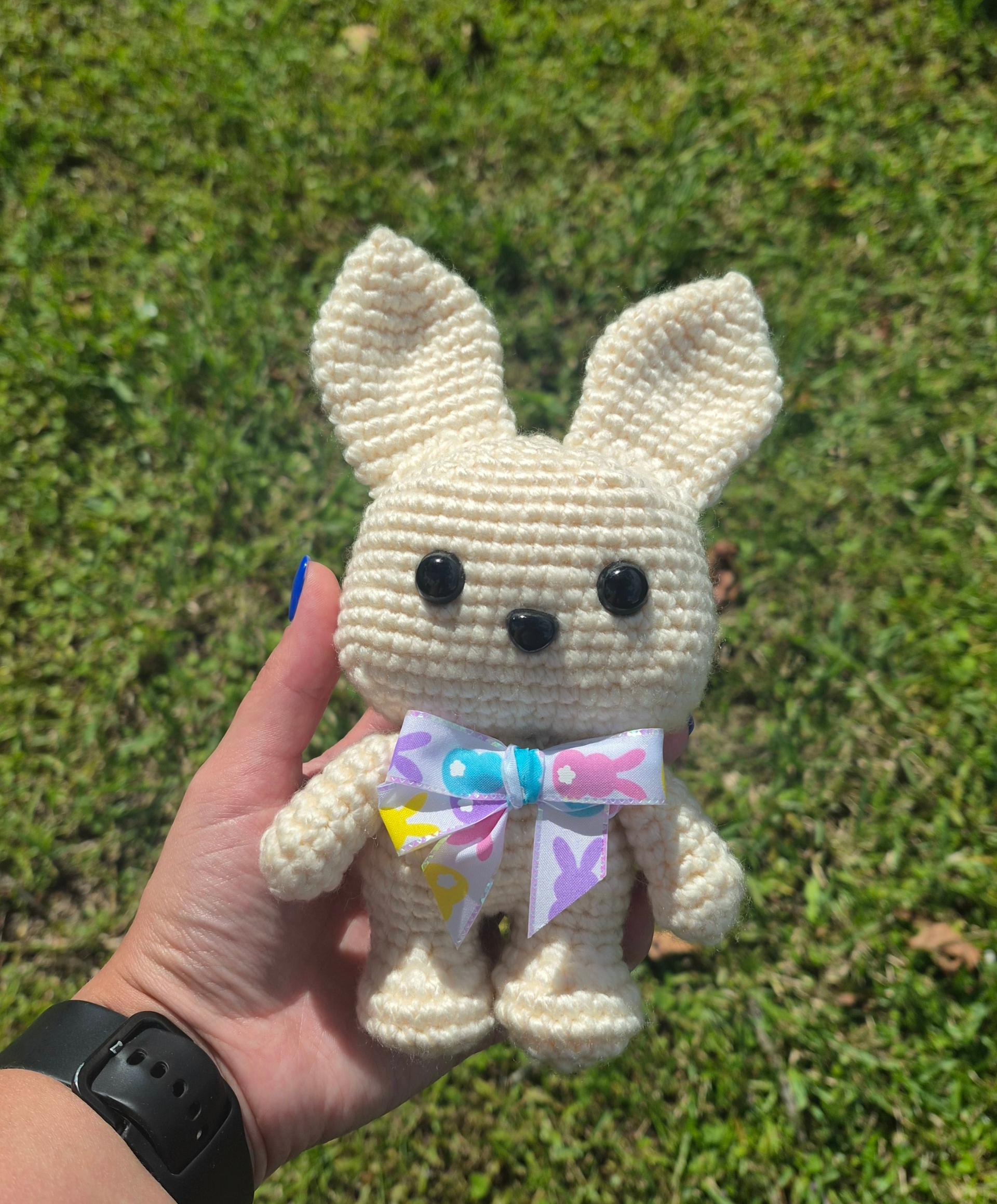 Cream Bunny with a Festive Bow